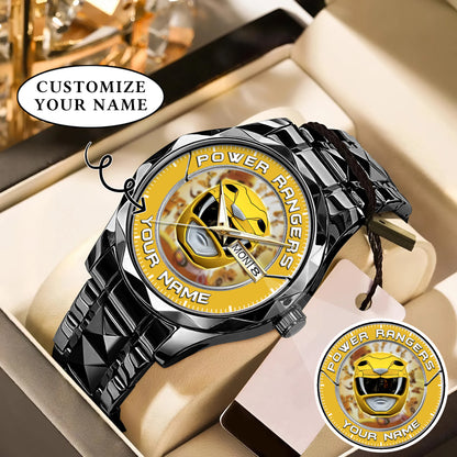 Mighty Morphin Power Rangers Yellow Ranger Helmet Custom Name Watch