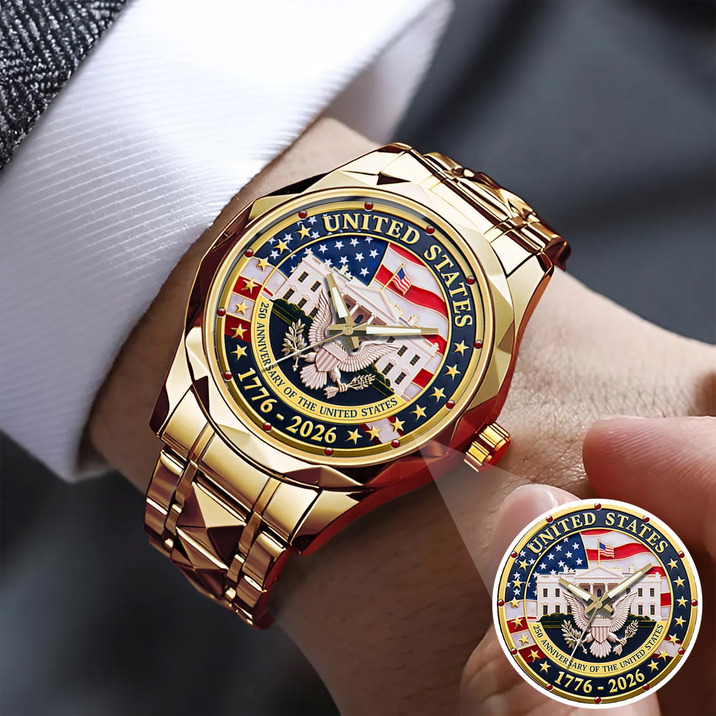 US 250 Years Of Freedom Stainless Steel Watch