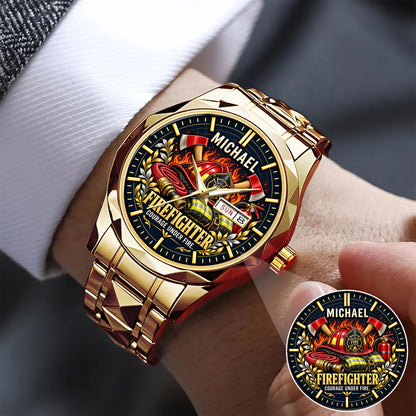 Personalized Firefighter Watch – Custom Name Firefighter Appreciation Gift