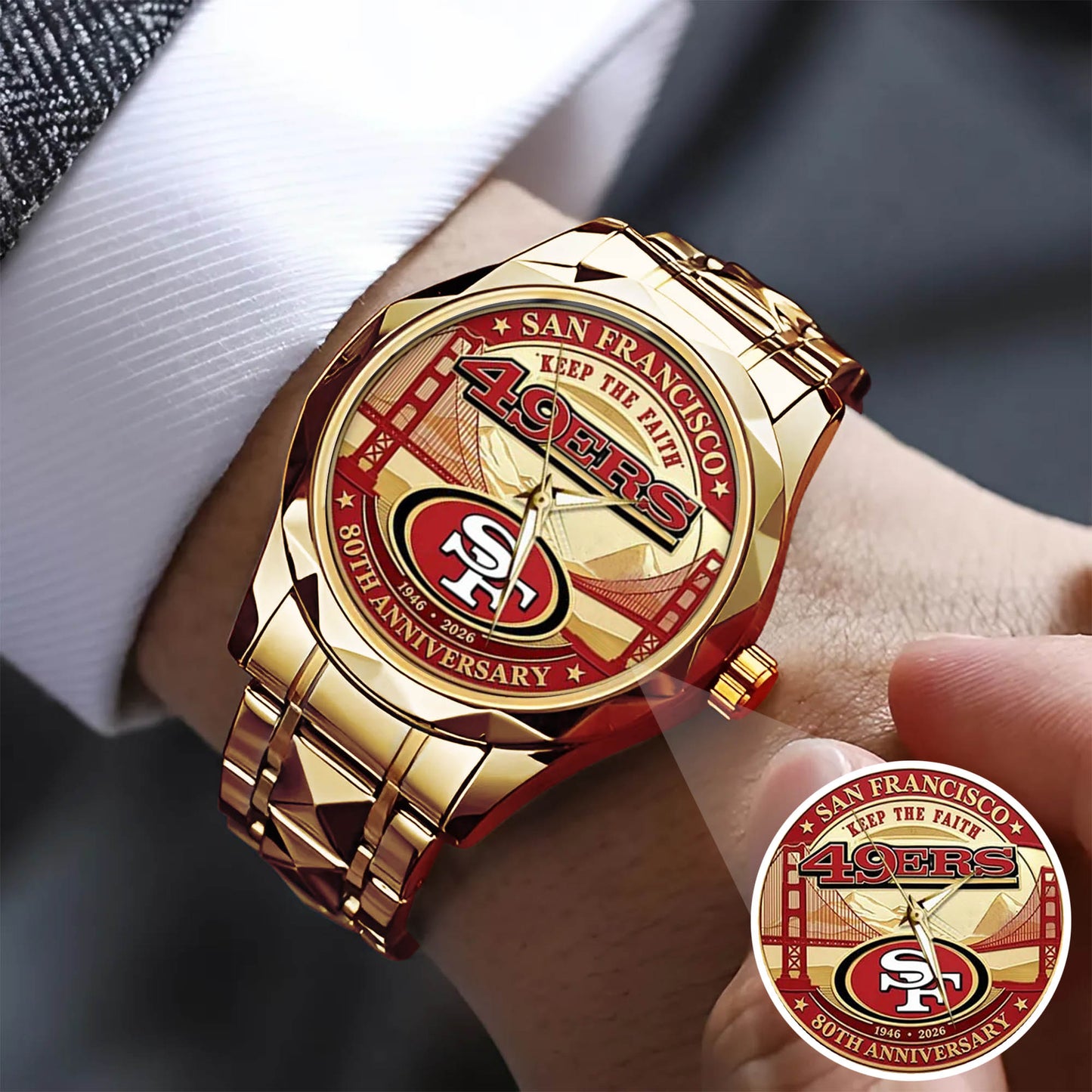 San Francisco 49ers 80th Anniversary Stainless Steel Watch
