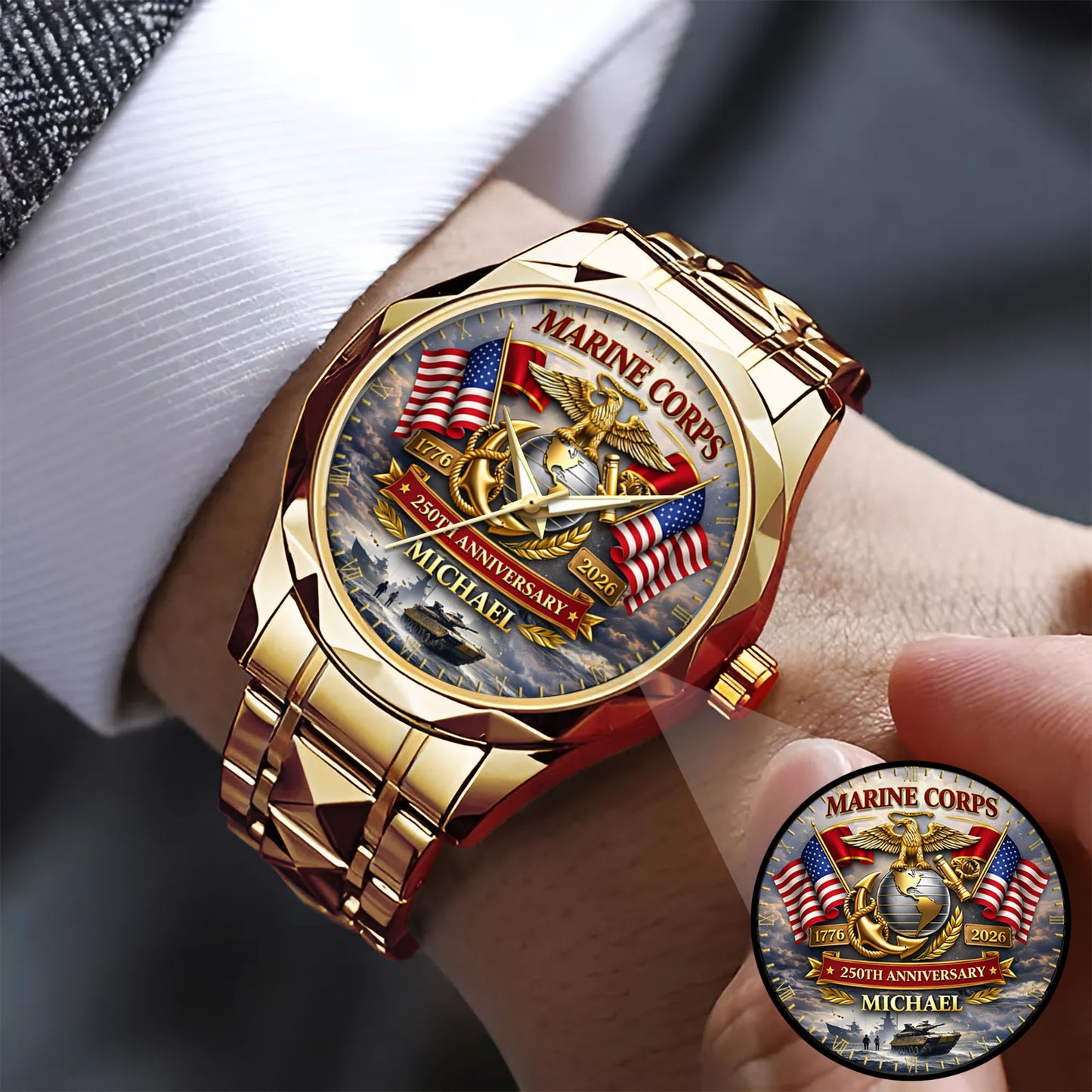 USA 250th Anniversary U.S. Marine Corps - Custom Name Watch