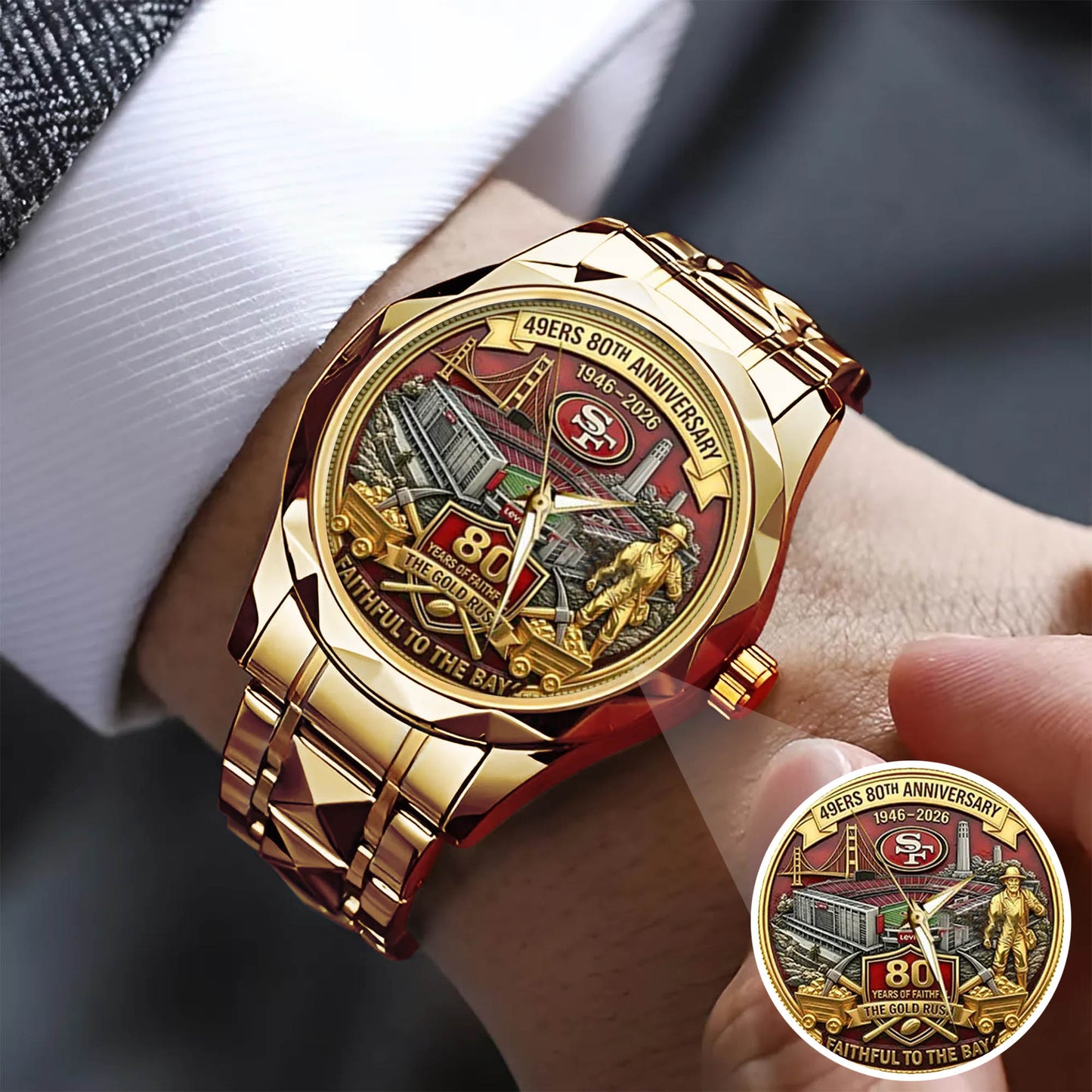 San Francisco 49ers 80th Anniversary Stainless Steel Watch