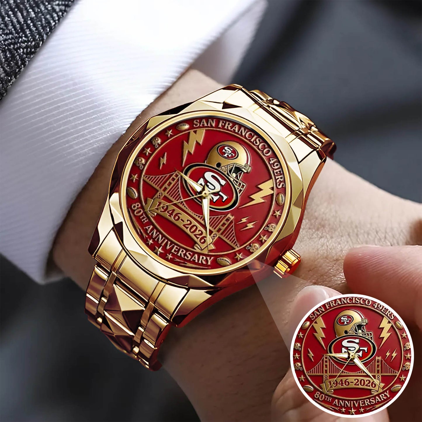 San Francisco 49ers 80th Anniversary Stainless Steel Watch