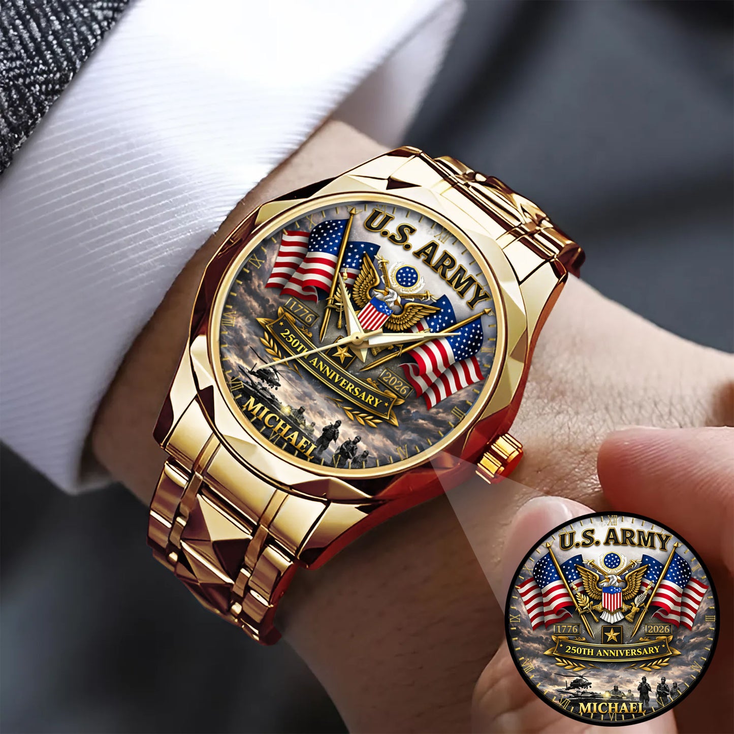USA 250th Anniversary U.S. Army - Custom Name Watch