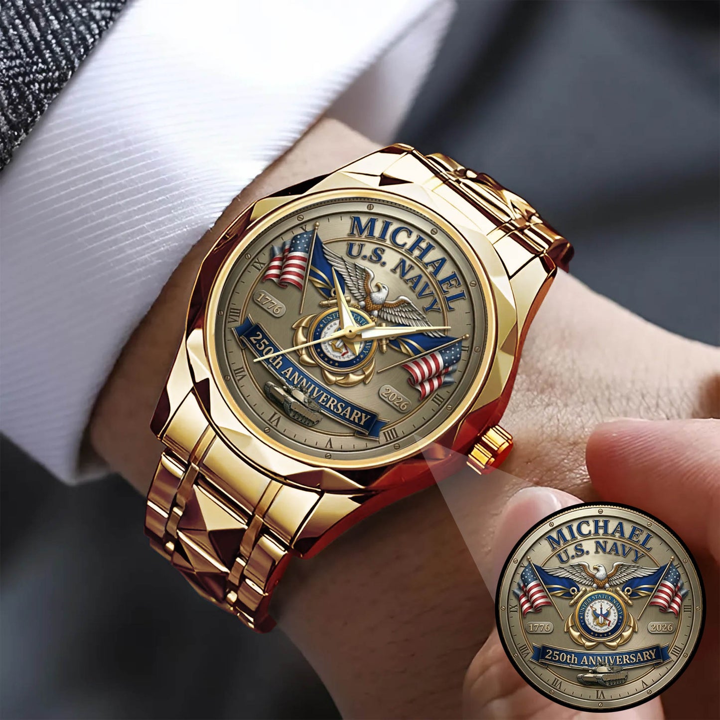 USA 250th Anniversary U.S. Navy - Custom Name Watch