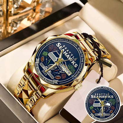 Seattle Seahawks Champions We Are 12 Loud and Proud Stainless Steel Watch