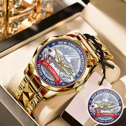 New England Patriots Champions Stainless Steel Watch