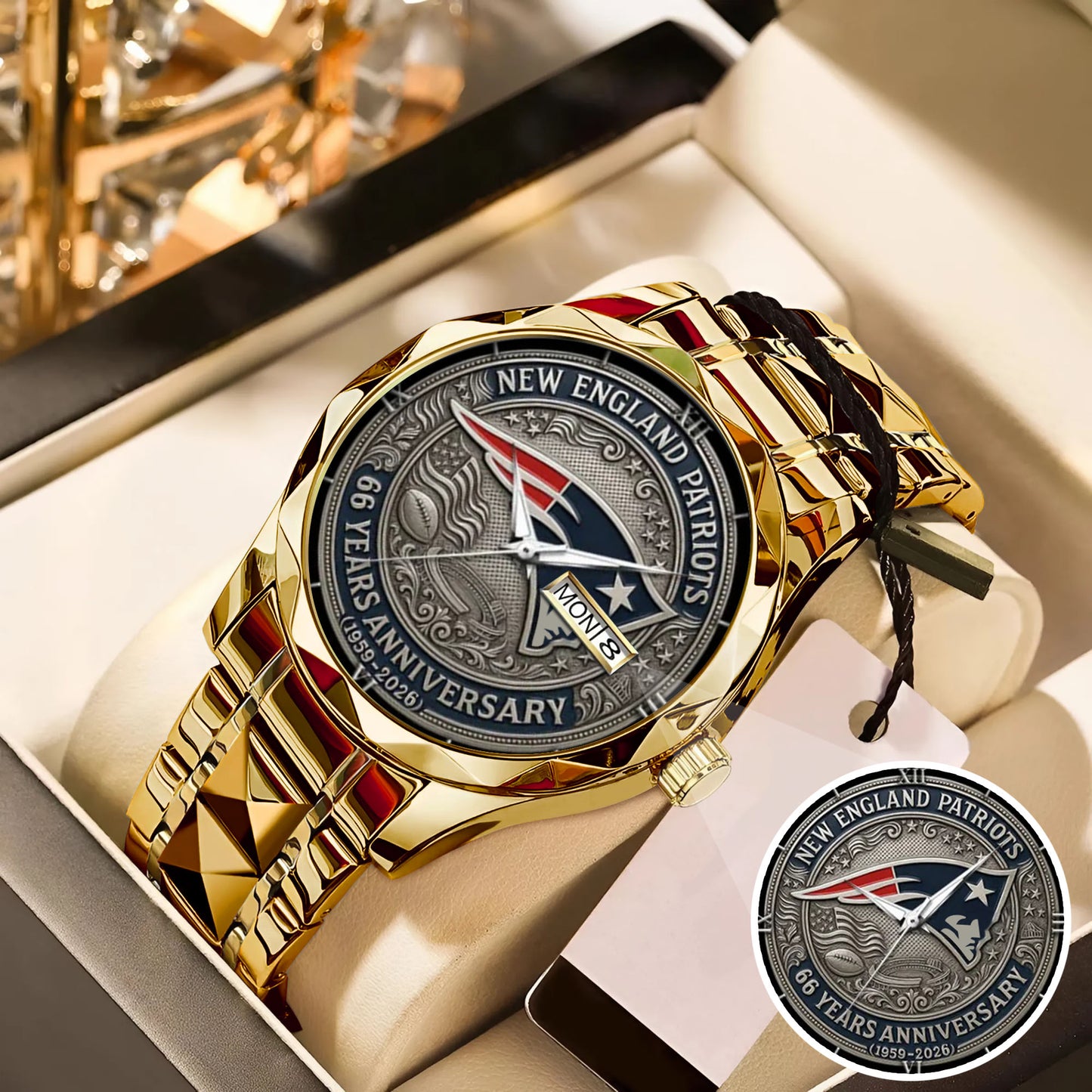 New England Patriots 65th Anniversary Stainless Steel Watch