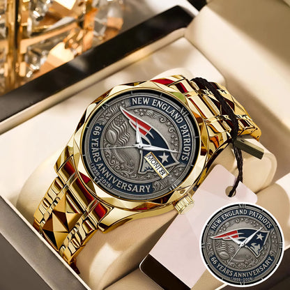 New England Patriots 65th Anniversary Stainless Steel Watch
