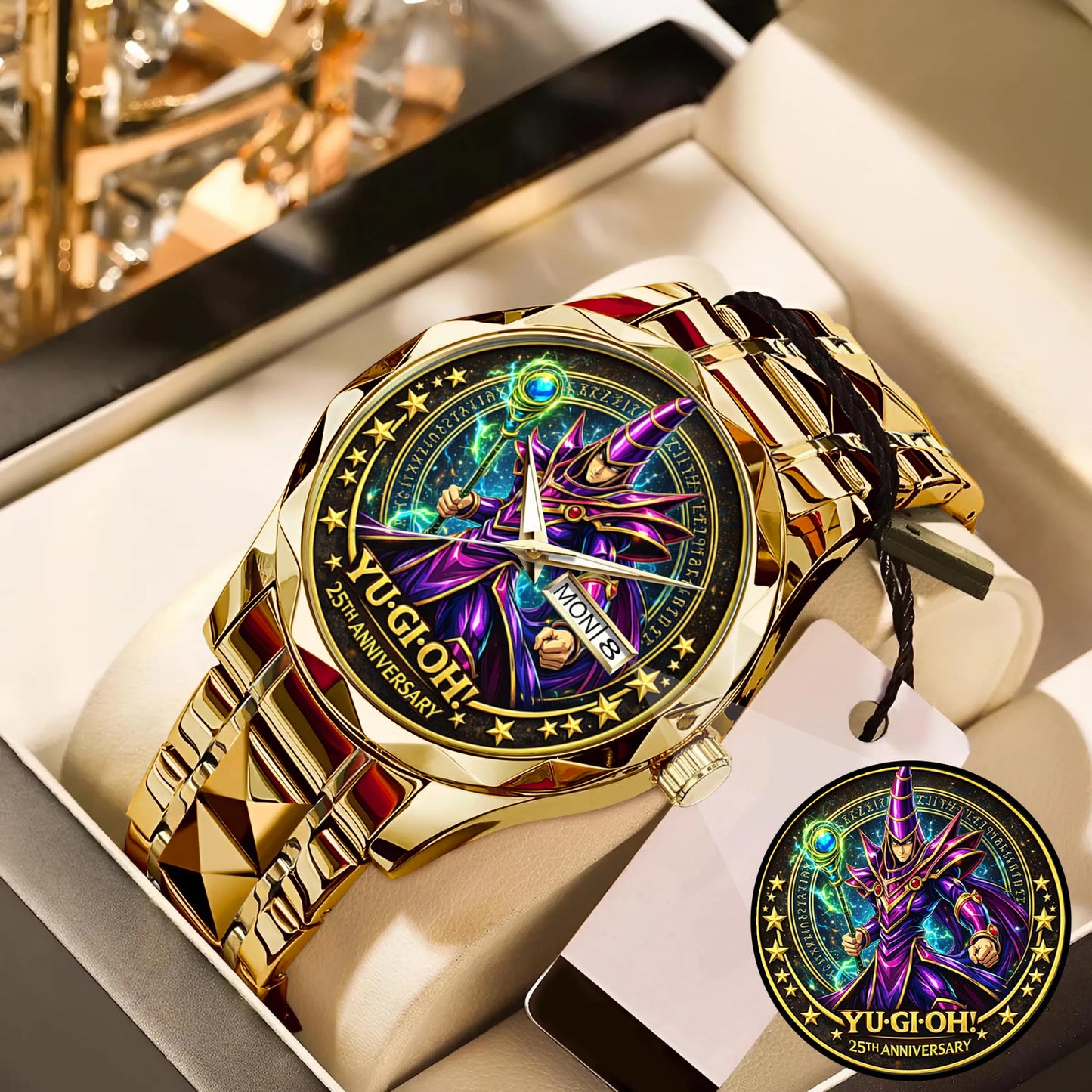 Anime Yugioh 25th Anniversary Coin The Dark Magician Custom Watch