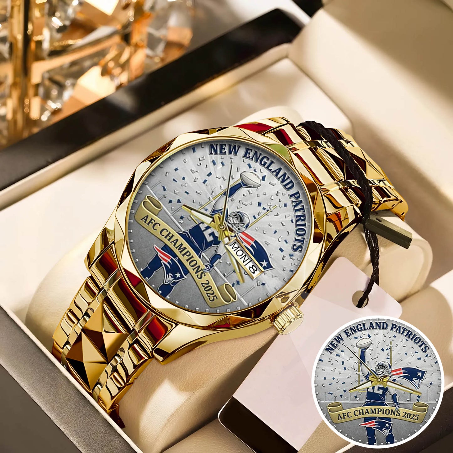 New England Patriots AFC Champions 2026 Stainless Steel Watch