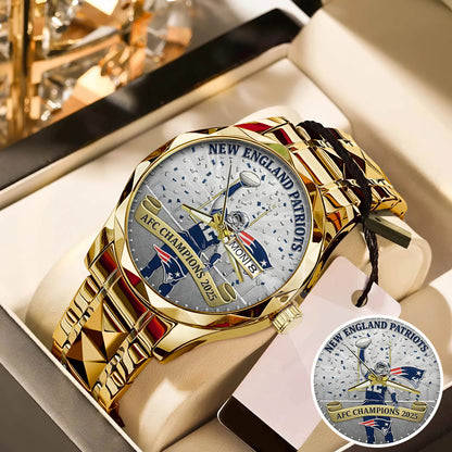 New England Patriots AFC Champions 2026 Stainless Steel Watch