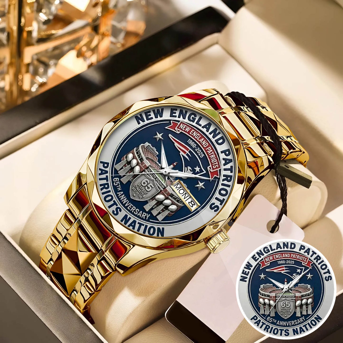 New England Patriots 65th Anniversary Stainless Steel Watch