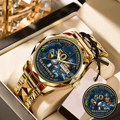Seattle Seahawks 50th Anniversary Stainless Steel Watch