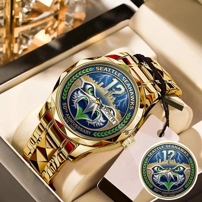 Seattle Seahawks 50th Anniversary Stainless Steel Watch
