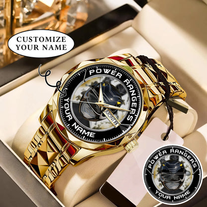 Mighty Morphin Power Rangers Black Ranger Helmet Custom Name Watch