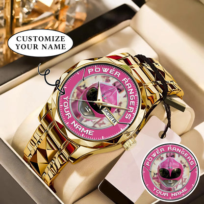 Mighty Morphin Power Rangers Pink Ranger Helmet Custom Name Watch