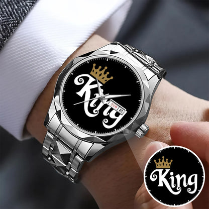 King & Queen Couple Watch Set – Matching Crown Watches for Couples – Romantic Gift for Valentine & Anniversary