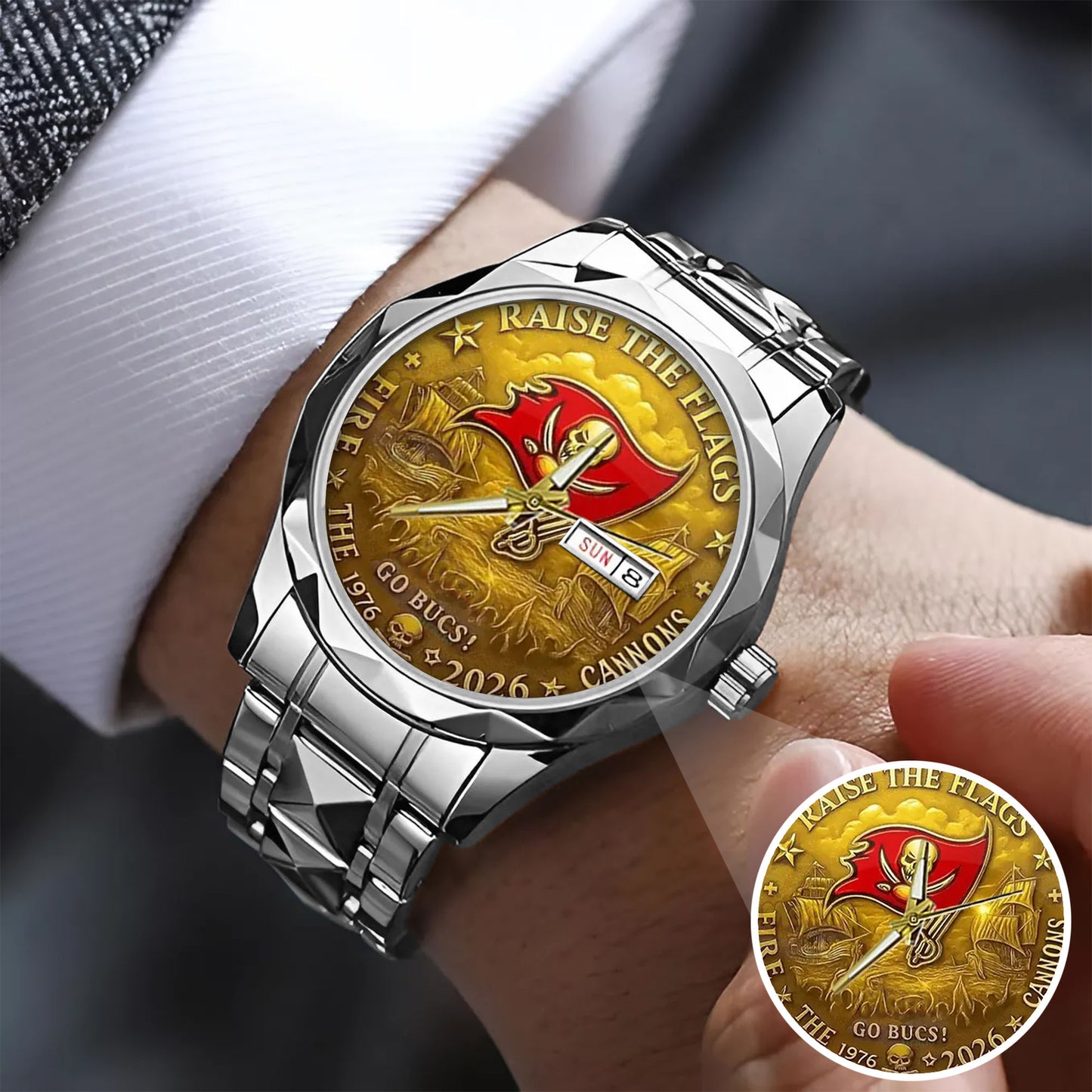 Tampa Bay Buccaneers 50th Anniversary Stainless Steel Watch