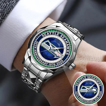 Seattle Seahawks 50th Anniversary Stainless Steel Watch