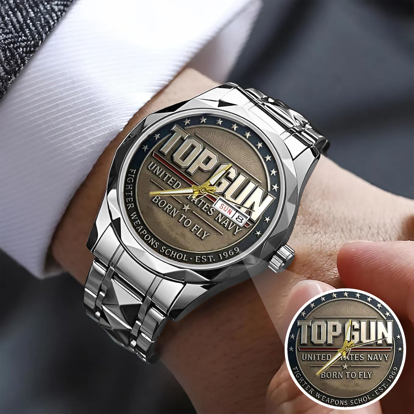 Top Gun Born To Fly Stainless Steel Watch