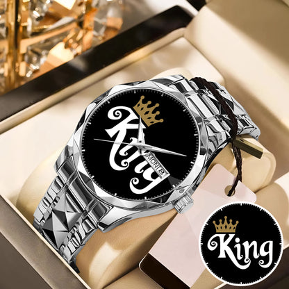 King & Queen Couple Watch Set – Matching Crown Watches for Couples – Romantic Gift for Valentine & Anniversary