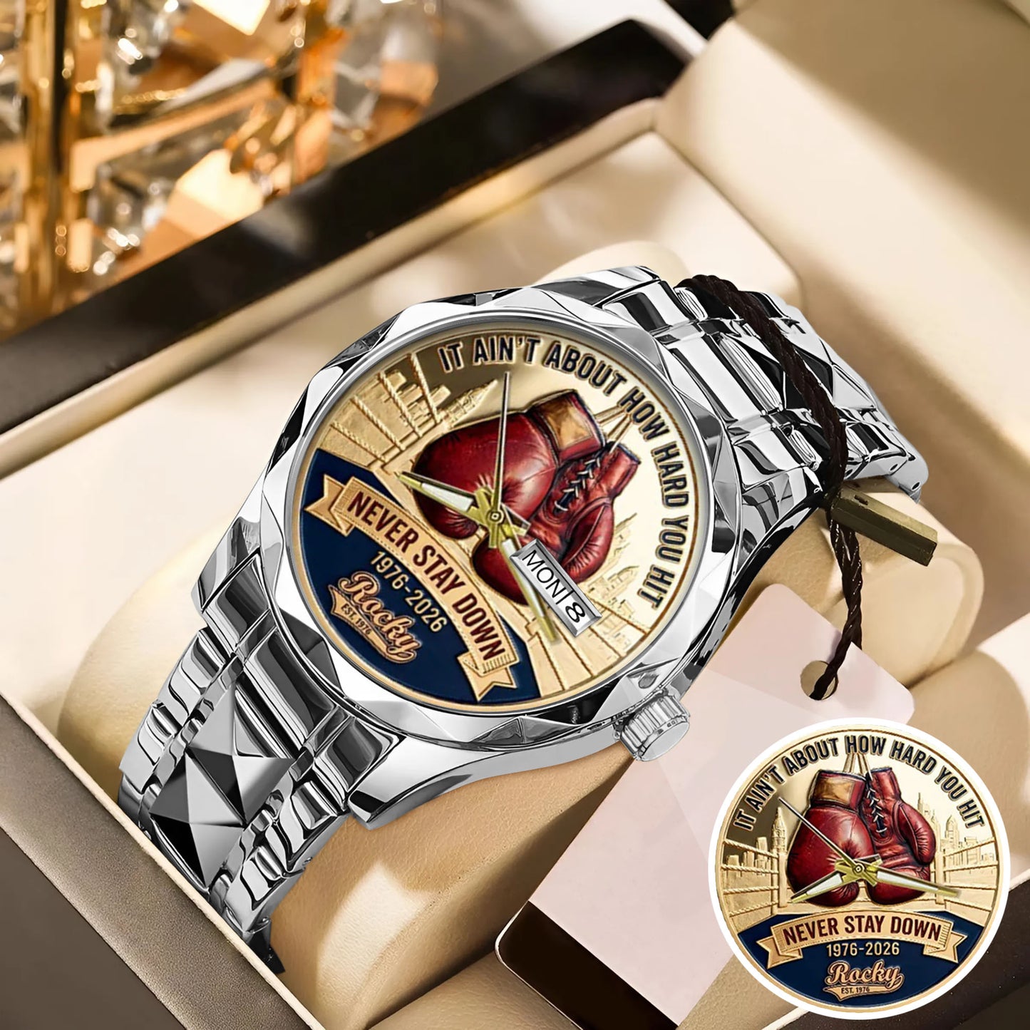 Rocky Balboa Never Stay Down 50th Anniversary Boxing Stainless Steel Watch