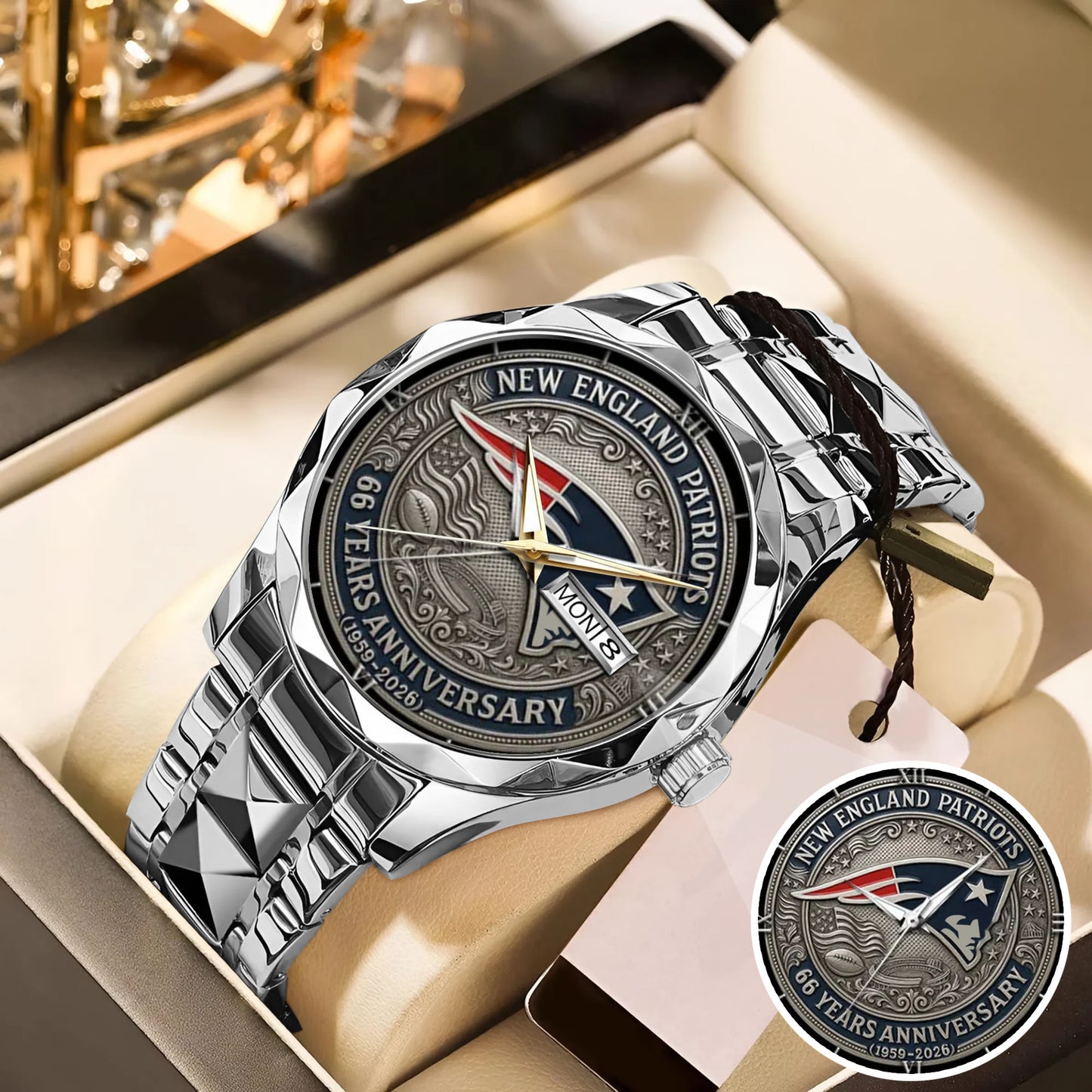 New England Patriots 65th Anniversary Stainless Steel Watch