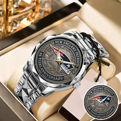 New England Patriots 65th Anniversary Stainless Steel Watch