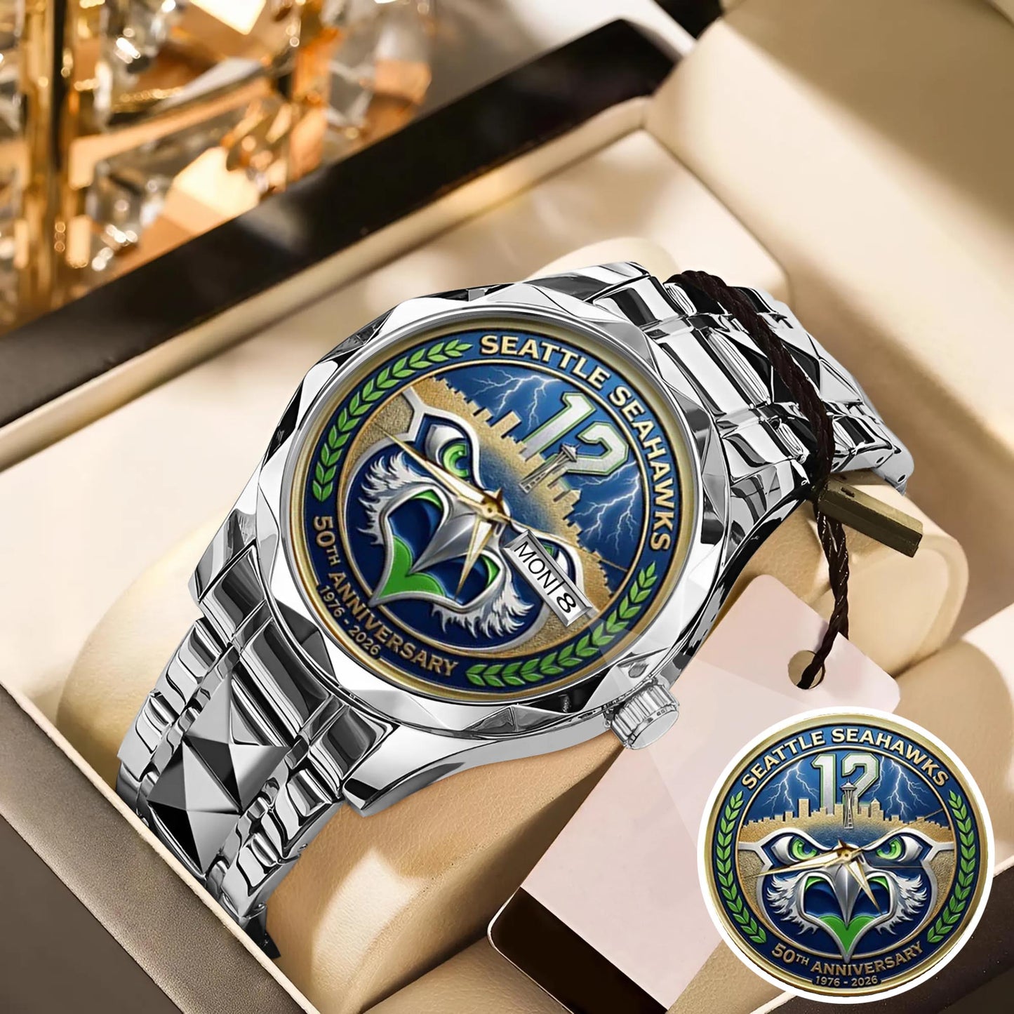 Seattle Seahawks 50th Anniversary Stainless Steel Watch