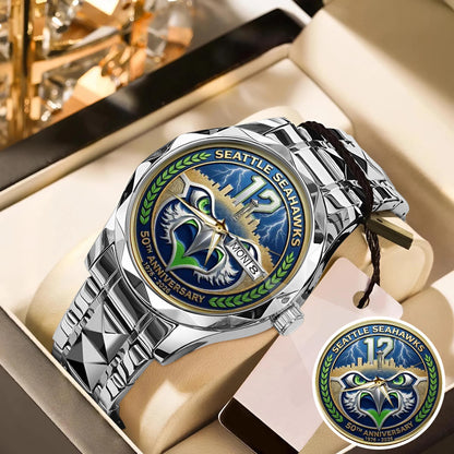Seattle Seahawks 50th Anniversary Stainless Steel Watch