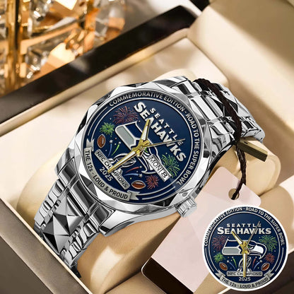 Seattle Seahawks Champions We Are 12 Loud and Proud Stainless Steel Watch