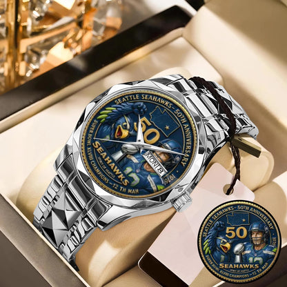 Seattle Seahawks 50th Anniversary Stainless Steel Watch