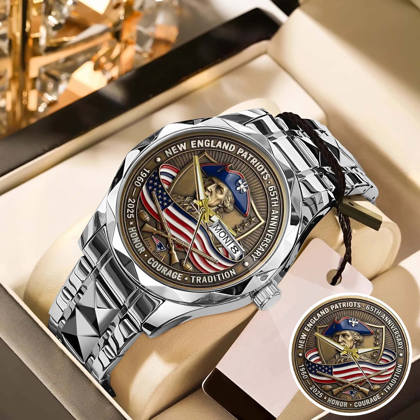 New England Patriots Champions Stainless Steel Watch