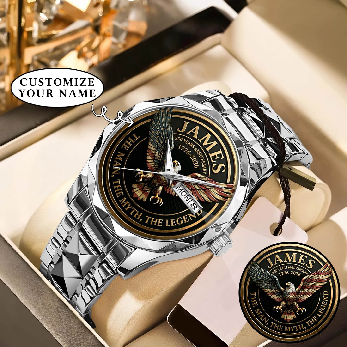 Personalized 250 Years Anniversary Eagle The Man The Myth The Legend Watch