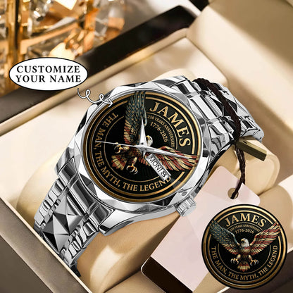 Personalized 250 Years Anniversary Eagle The Man The Myth The Legend Watch