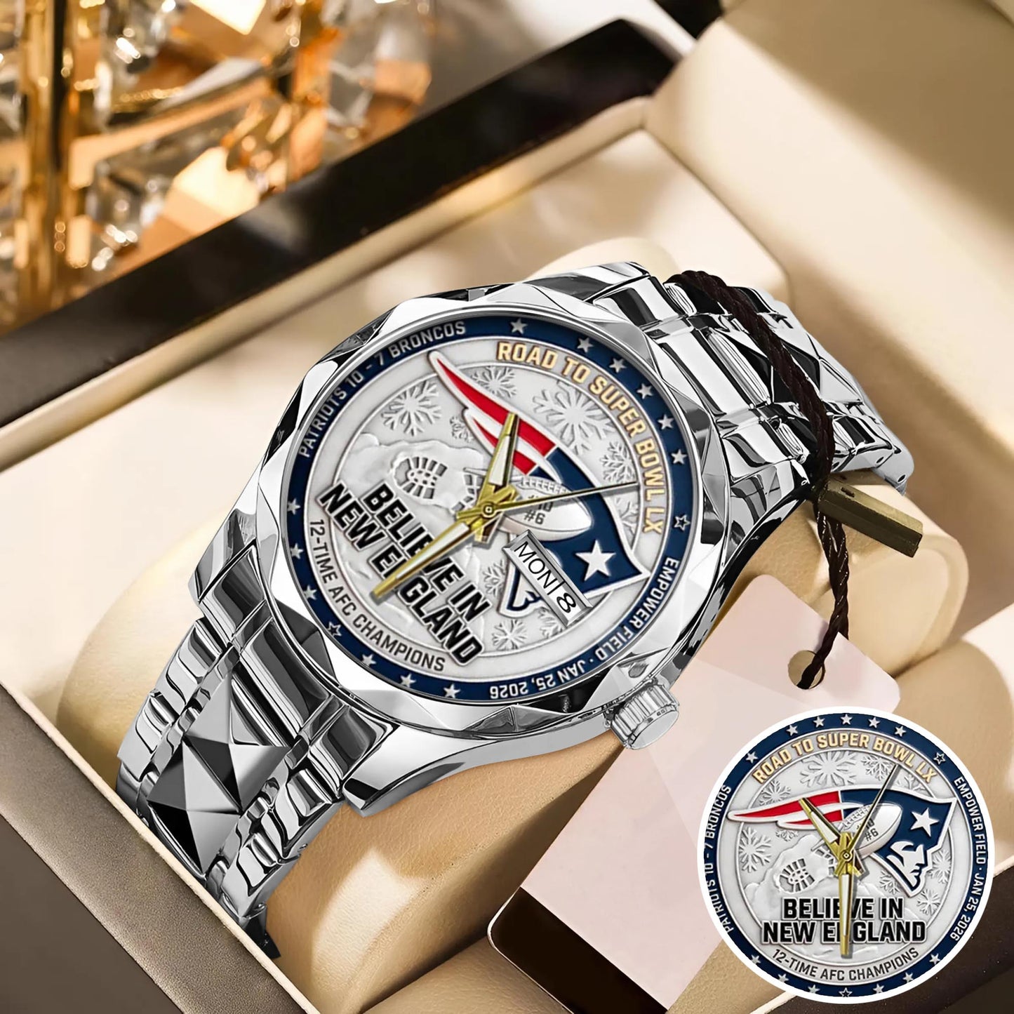 New England Patriots Champions Stainless Steel Watch
