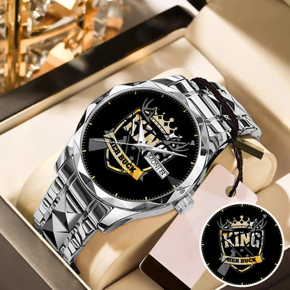 King & Queen Couple Watch Set – “Her Buck & His Doe” Matching Crown Watches – Romantic Gift for Couples