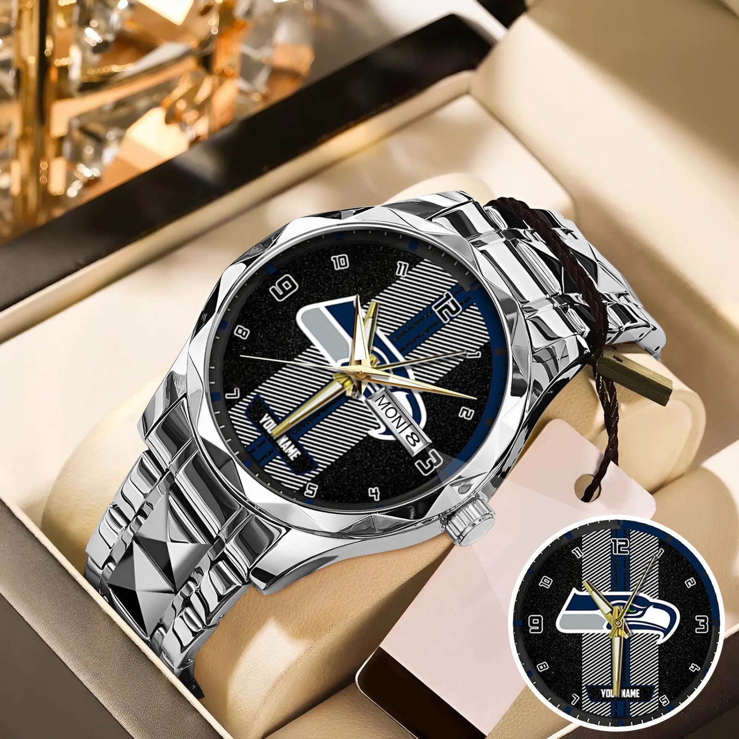 Personalized Seattle Seahawks Stainless Steel Watch