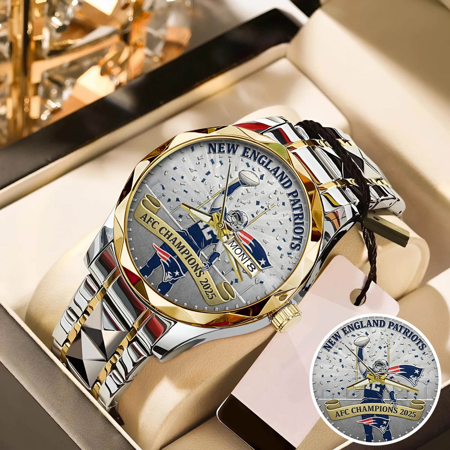 New England Patriots AFC Champions 2026 Stainless Steel Watch