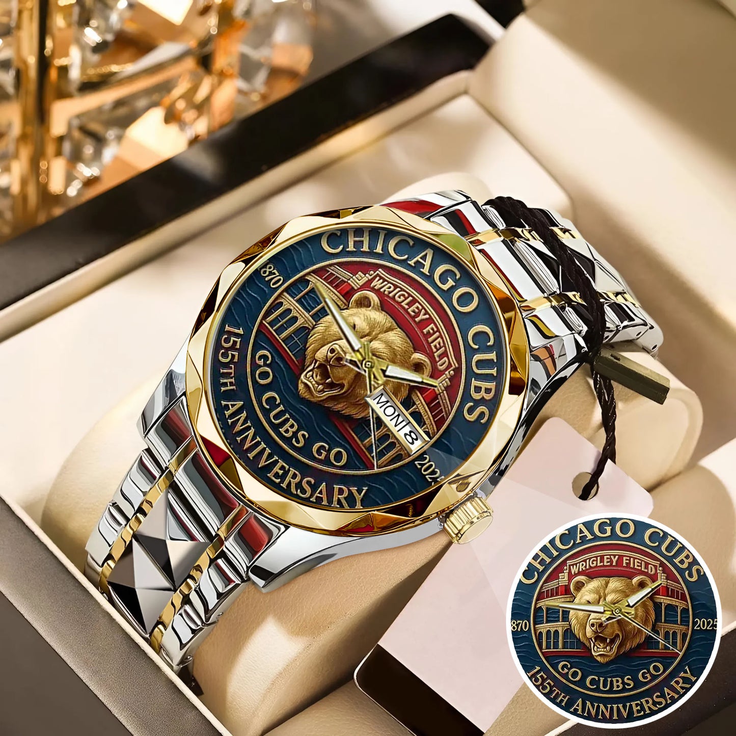 Chicago Cubs 155th Anniversary Stainless Steel Watch
