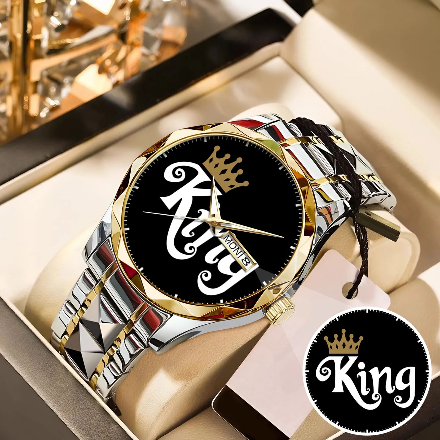 King & Queen Couple Watch Set – Matching Crown Watches for Couples – Romantic Gift for Valentine & Anniversary