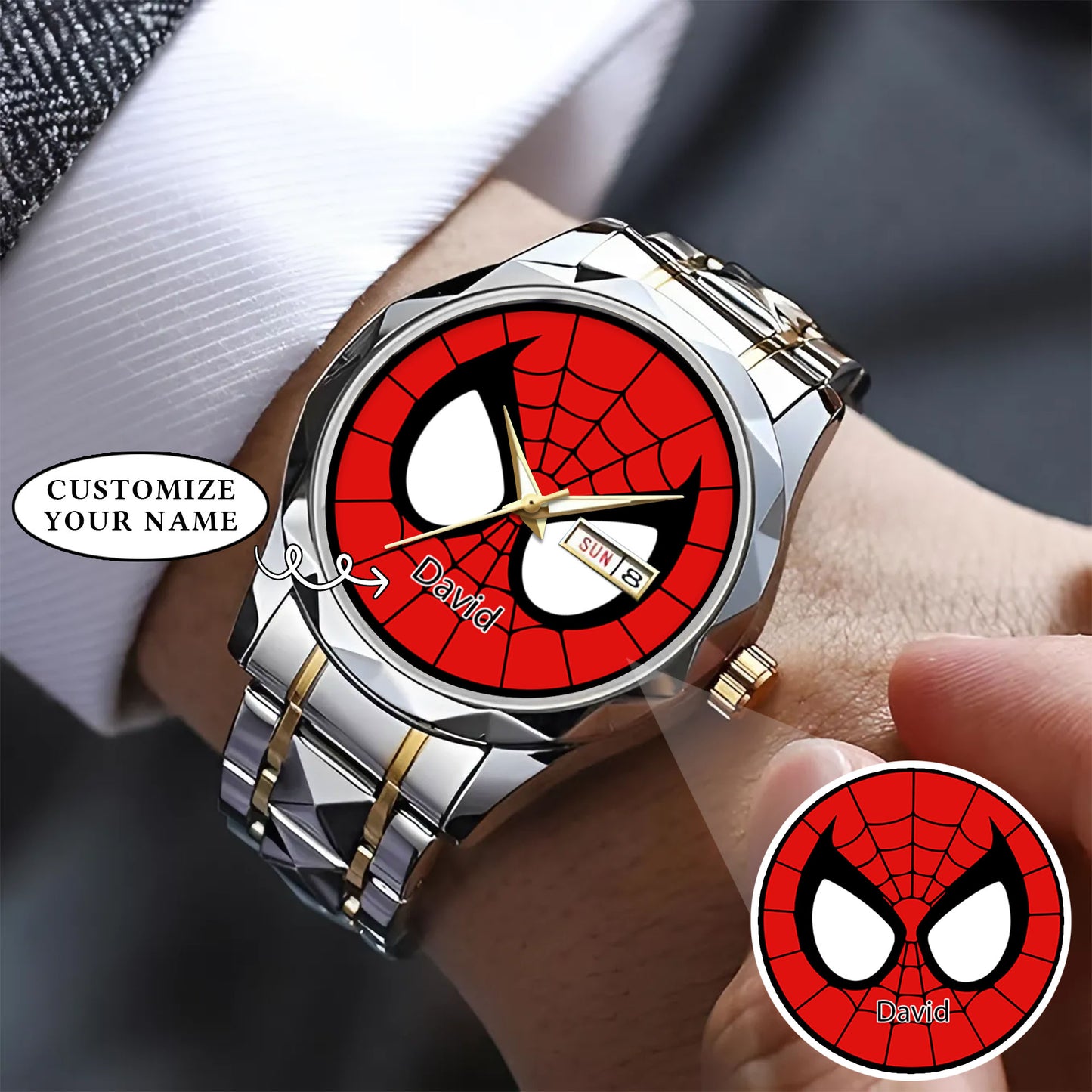 Custom Spider Matching Couple Watches – Personalized Name Edition