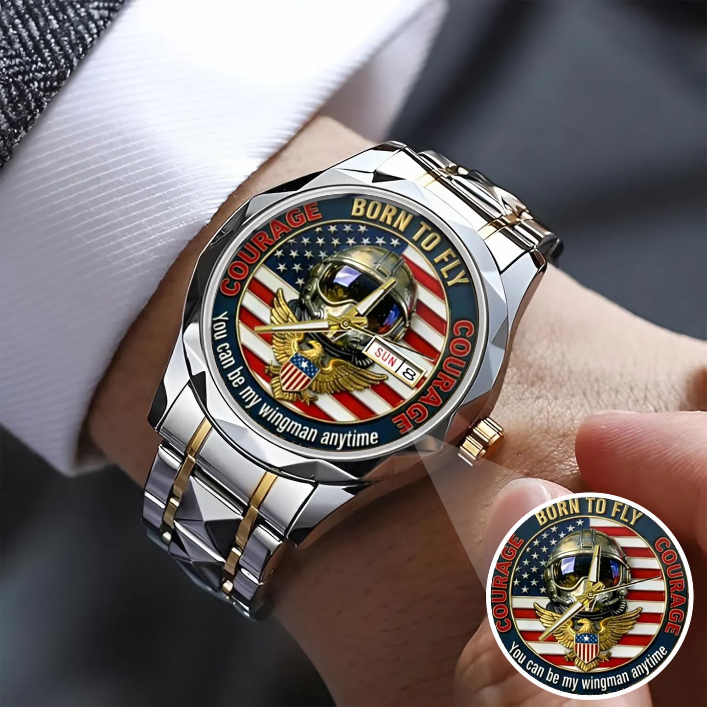 Top Gun Born To Fly Stainless Steel Watch
