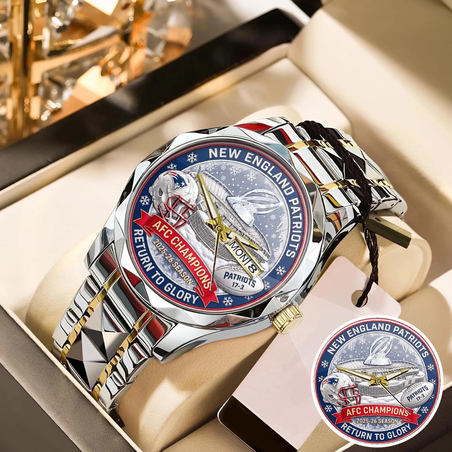 New England Patriots Champions Stainless Steel Watch