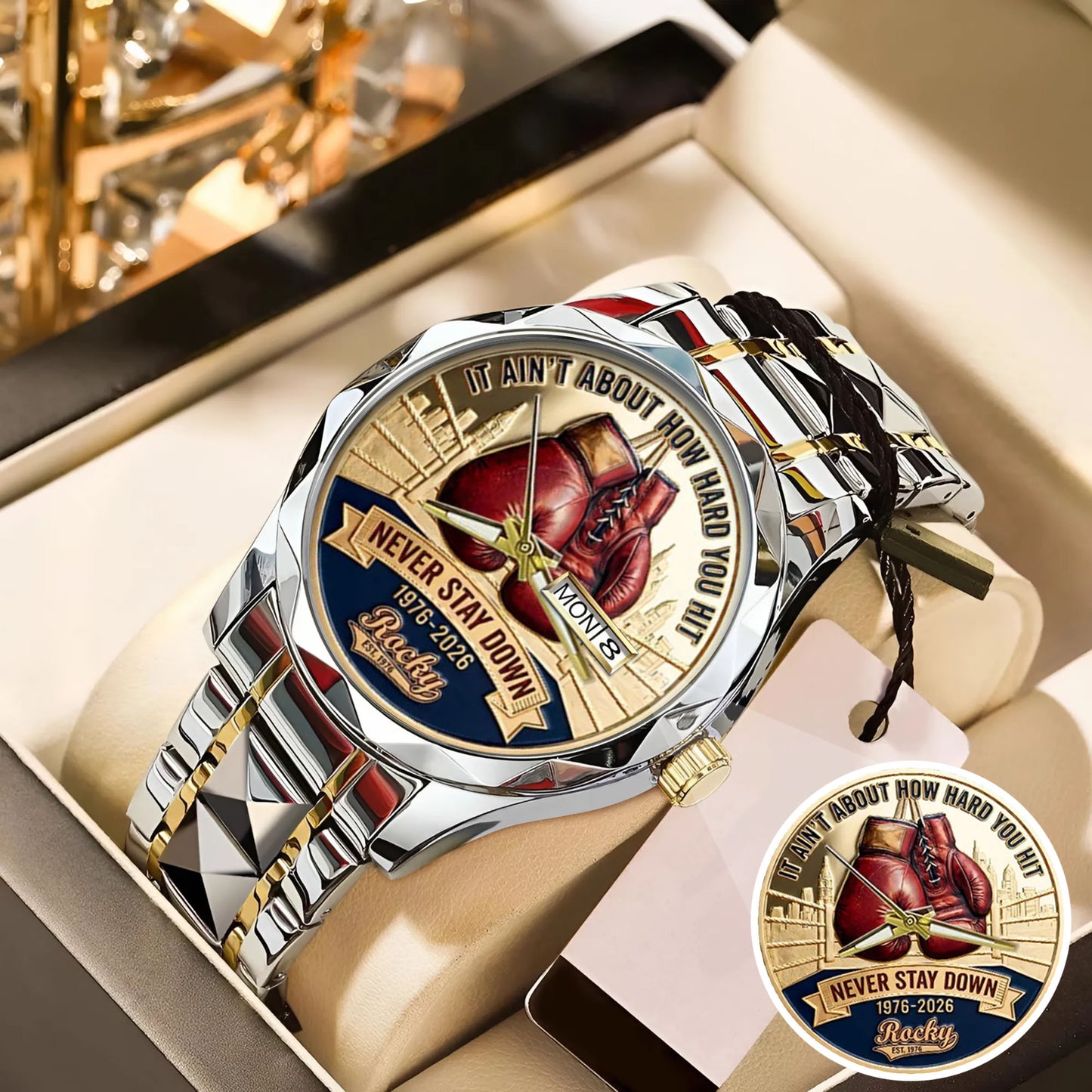 Rocky Balboa Never Stay Down 50th Anniversary Boxing Stainless Steel Watch