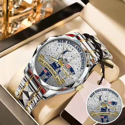 New England Patriots AFC Champions 2026 Stainless Steel Watch