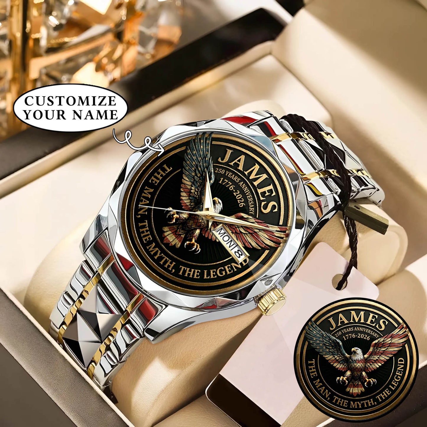 Personalized 250 Years Anniversary Eagle The Man The Myth The Legend Watch
