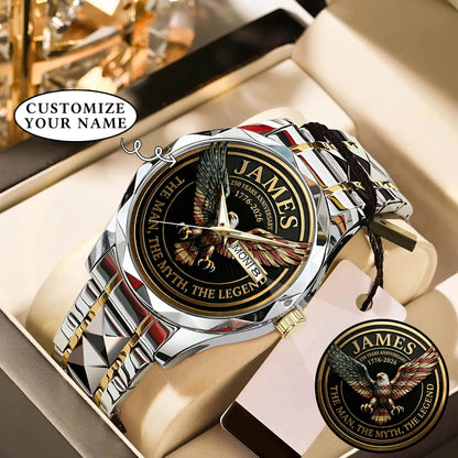 Personalized 250 Years Anniversary Eagle The Man The Myth The Legend Watch