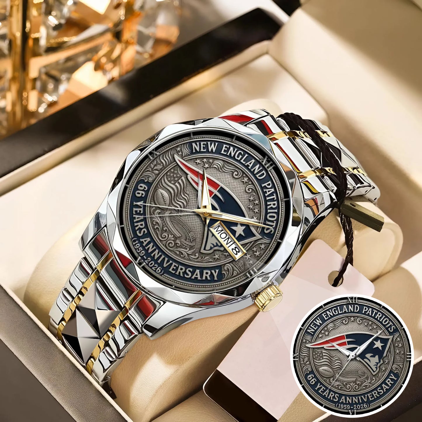 New England Patriots 65th Anniversary Stainless Steel Watch